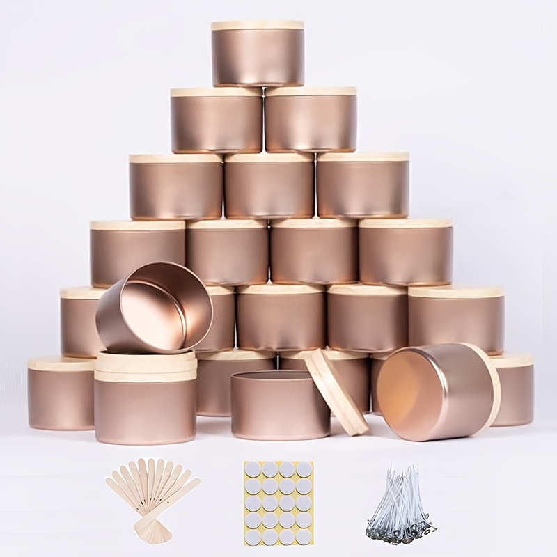 45 potes de metal dourado rosa - Candle Making Jars With Lids avaliação e preço